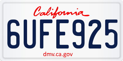 CA license plate 6UFE925
