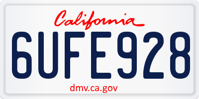 CA license plate 6UFE928