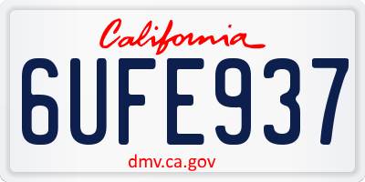 CA license plate 6UFE937