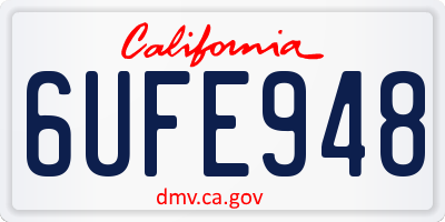 CA license plate 6UFE948