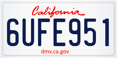 CA license plate 6UFE951