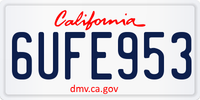 CA license plate 6UFE953
