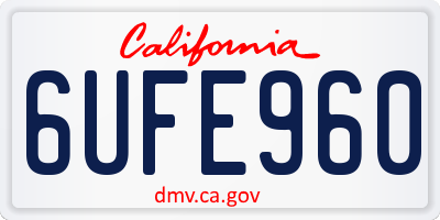 CA license plate 6UFE960