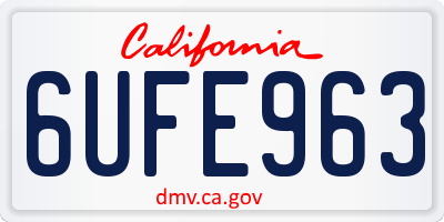 CA license plate 6UFE963