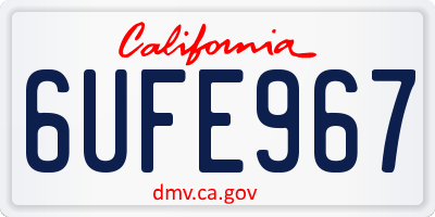 CA license plate 6UFE967