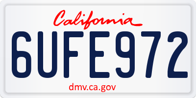 CA license plate 6UFE972