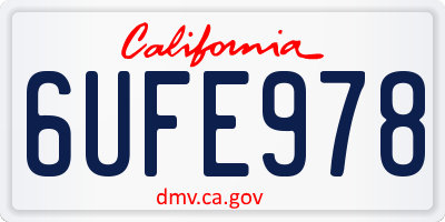 CA license plate 6UFE978