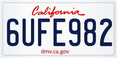 CA license plate 6UFE982