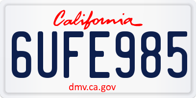CA license plate 6UFE985
