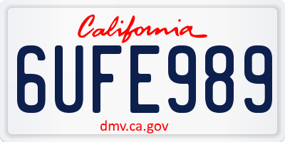 CA license plate 6UFE989
