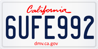 CA license plate 6UFE992