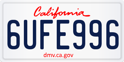 CA license plate 6UFE996