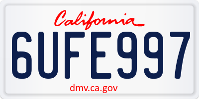 CA license plate 6UFE997