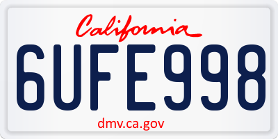 CA license plate 6UFE998