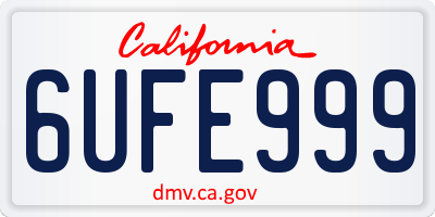 CA license plate 6UFE999