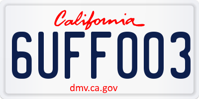 CA license plate 6UFF003