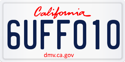 CA license plate 6UFF010
