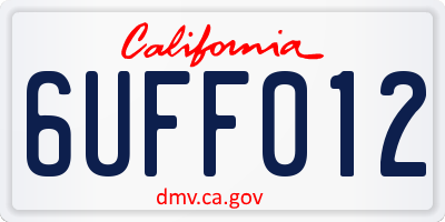 CA license plate 6UFF012