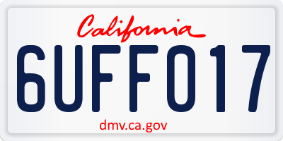 CA license plate 6UFF017