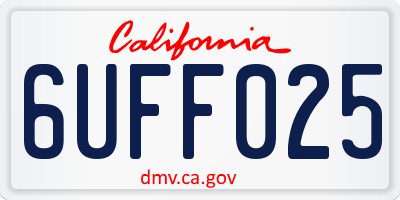 CA license plate 6UFF025