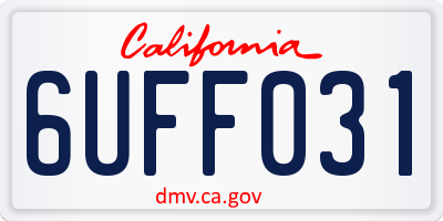 CA license plate 6UFF031