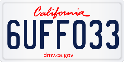 CA license plate 6UFF033