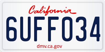 CA license plate 6UFF034