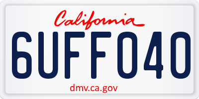 CA license plate 6UFF040