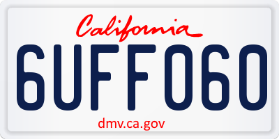 CA license plate 6UFF060