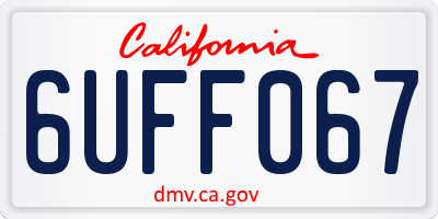 CA license plate 6UFF067