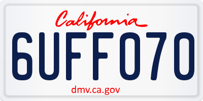 CA license plate 6UFF070