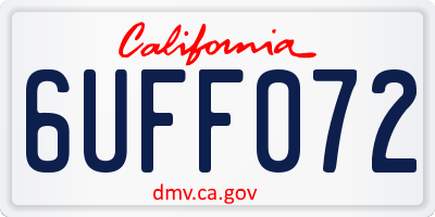 CA license plate 6UFF072