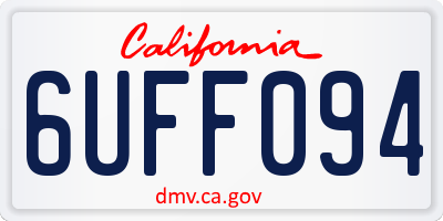 CA license plate 6UFF094