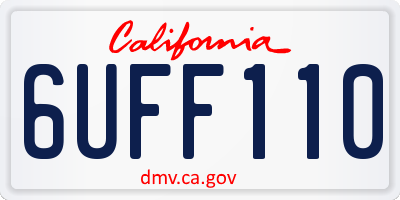 CA license plate 6UFF110