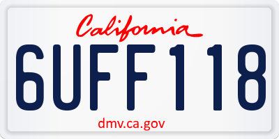 CA license plate 6UFF118