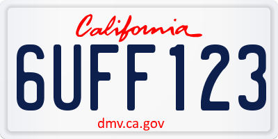 CA license plate 6UFF123