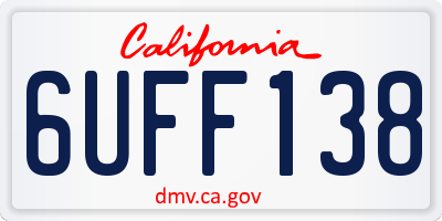 CA license plate 6UFF138