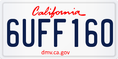 CA license plate 6UFF160