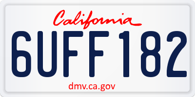 CA license plate 6UFF182