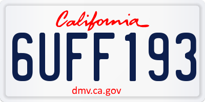 CA license plate 6UFF193