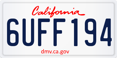 CA license plate 6UFF194