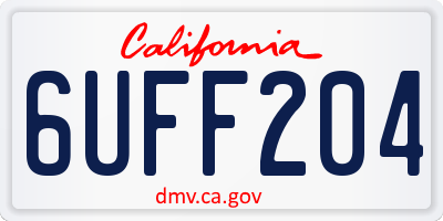 CA license plate 6UFF204