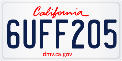 CA license plate 6UFF205