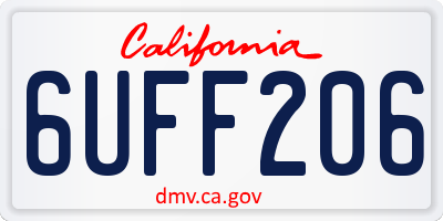CA license plate 6UFF206