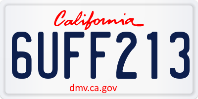 CA license plate 6UFF213
