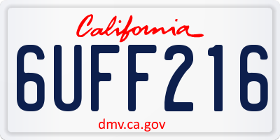 CA license plate 6UFF216