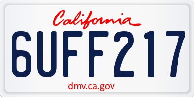 CA license plate 6UFF217