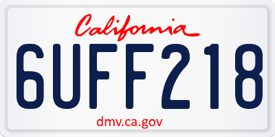 CA license plate 6UFF218