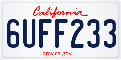 CA license plate 6UFF233