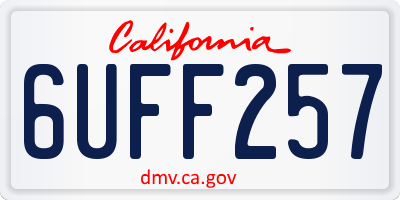 CA license plate 6UFF257